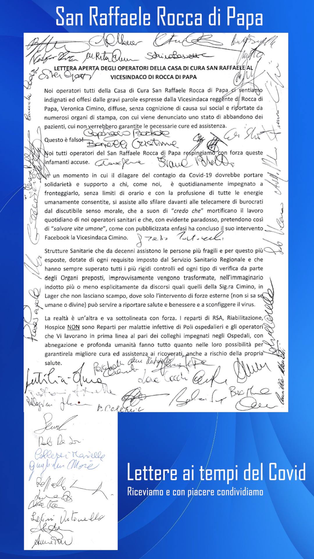 lettera dipendenti SanRaffaele Roccadipapa ilmamilio