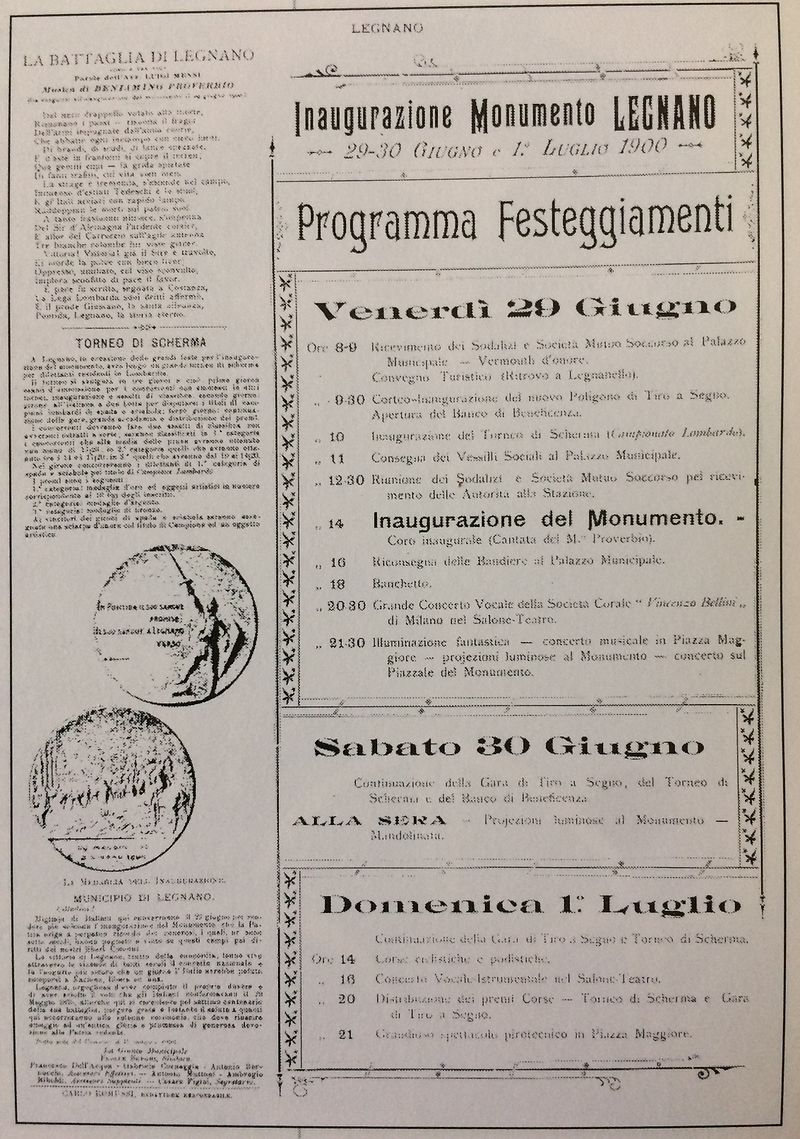 Manifesto inaugurazione monumento al Guerriero di Legnano