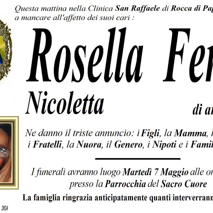 Rocca di Papa piange la scomparsa di Rosella “Nicoletta” Ferri, aveva 58 anni 