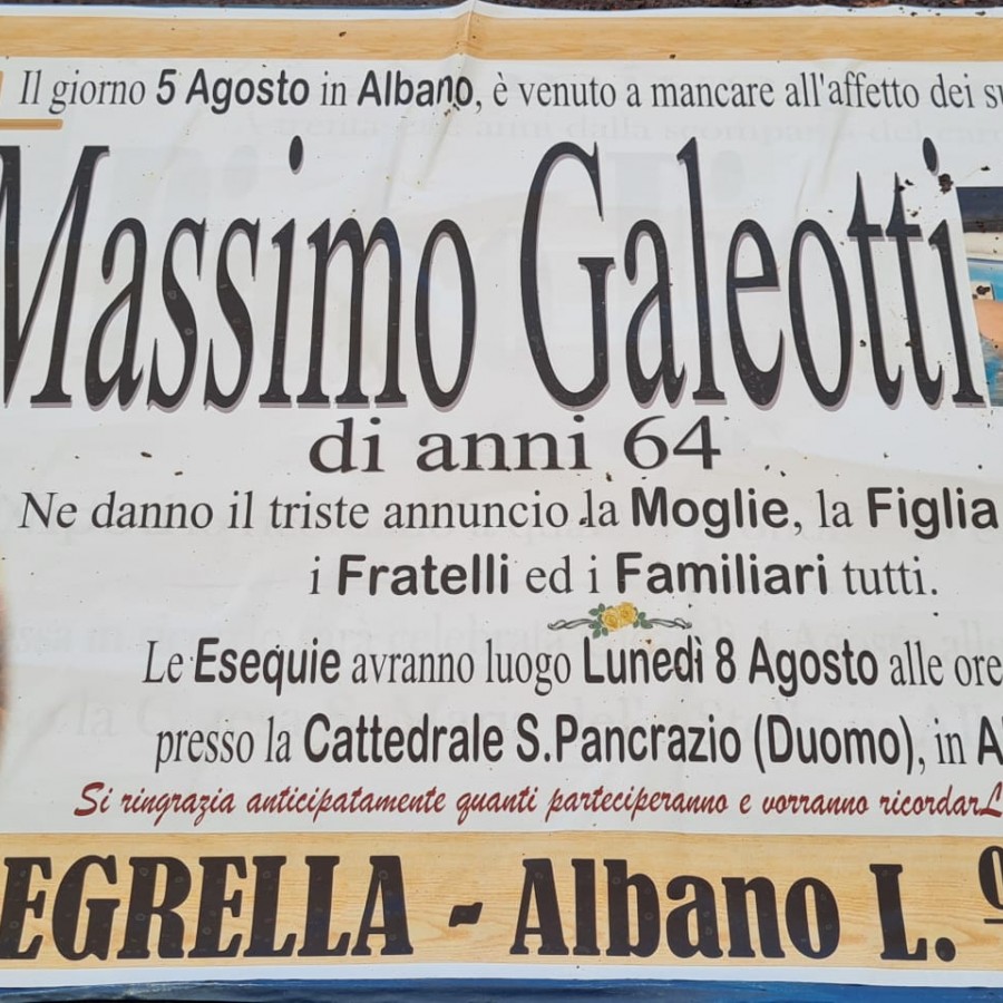 Albano Laziale piange Massimo Galeotti. Aveva 64 anni