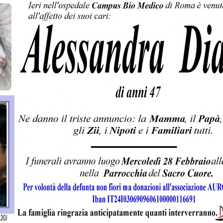 Rocca di Papa piange la scomparsa di Alessandra Diadei, aveva 47 anni 